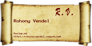 Rohony Vendel névjegykártya